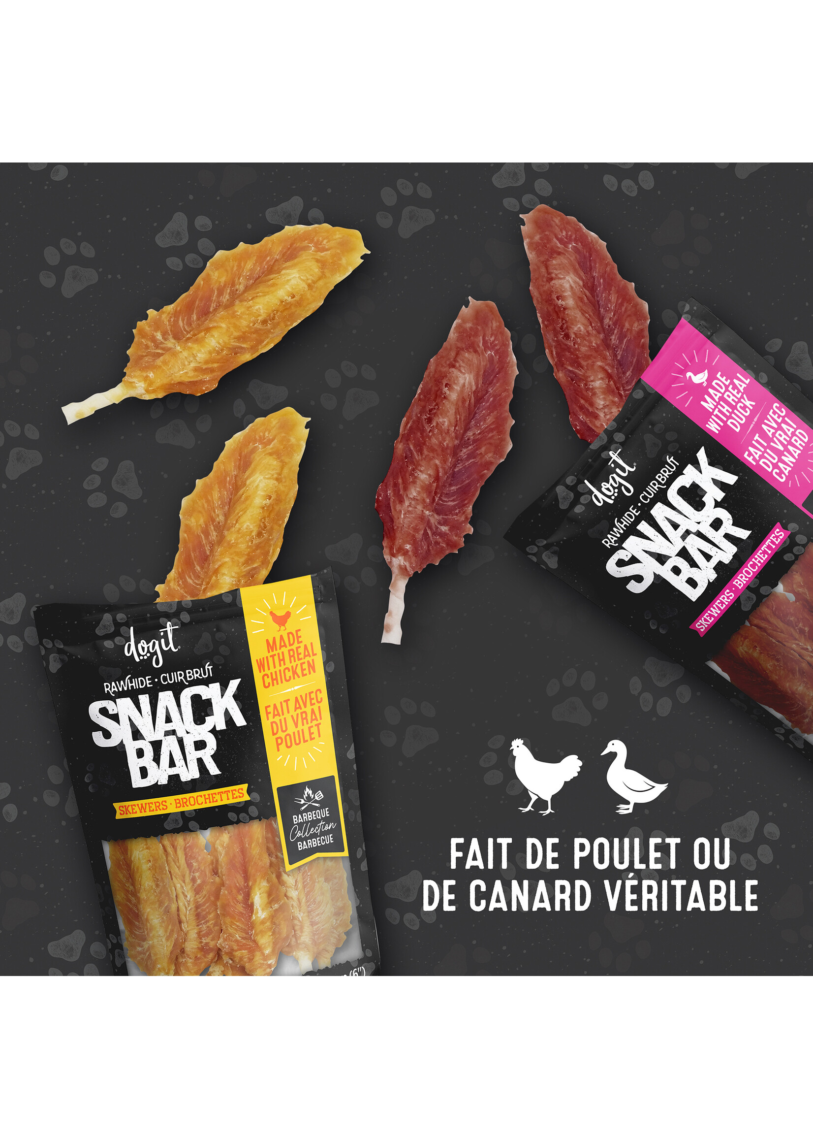 DOGIT SNACK BAR BATONNETS BROCHETTE CANARD ET PEAU DE BOEUF 15 CM 100 G