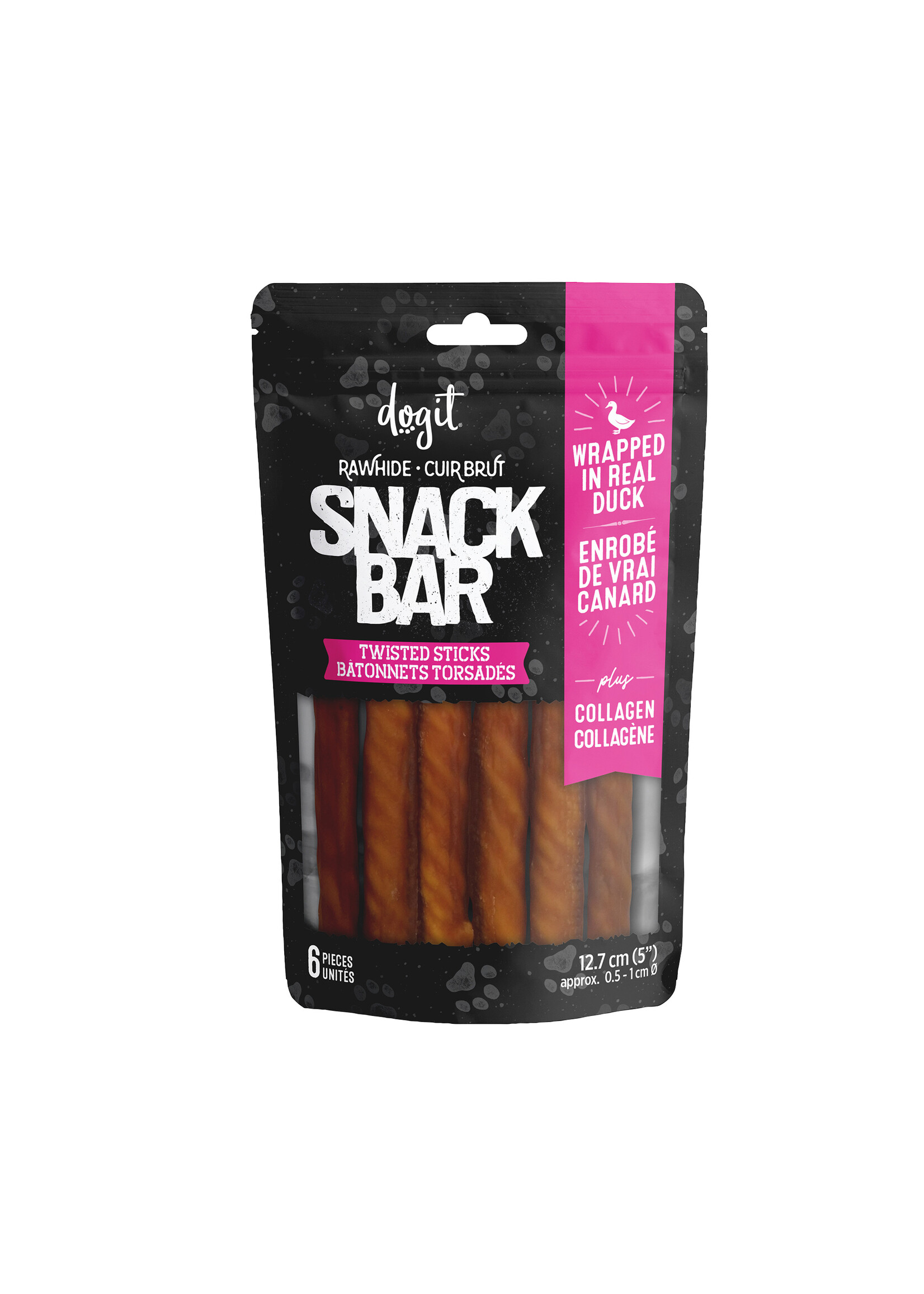 DOGIT SNACK BAR BATONNETS PEAU BOEUF COLLAGENE ET CANARD 12.7 CM PAQUET 6