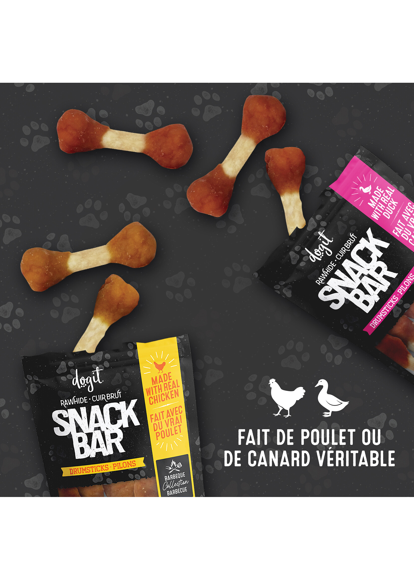 DOGIT SNACK BAR PILONS DE  POULET ET PEAU DE BOEUF 7.5 CM 100 G
