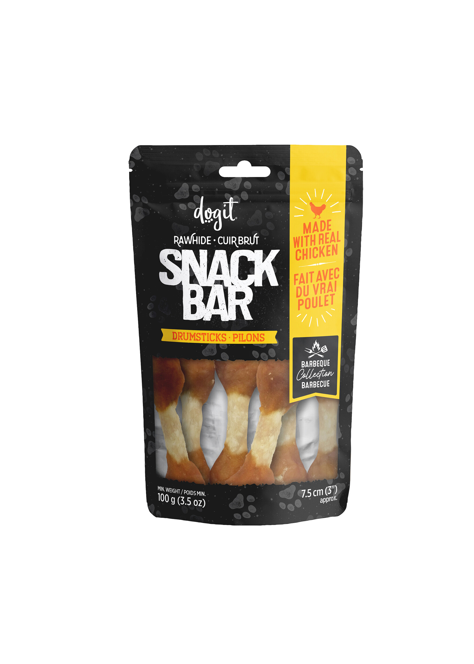 DOGIT SNACK BAR PILONS DE  POULET ET PEAU DE BOEUF 7.5 CM 100 G