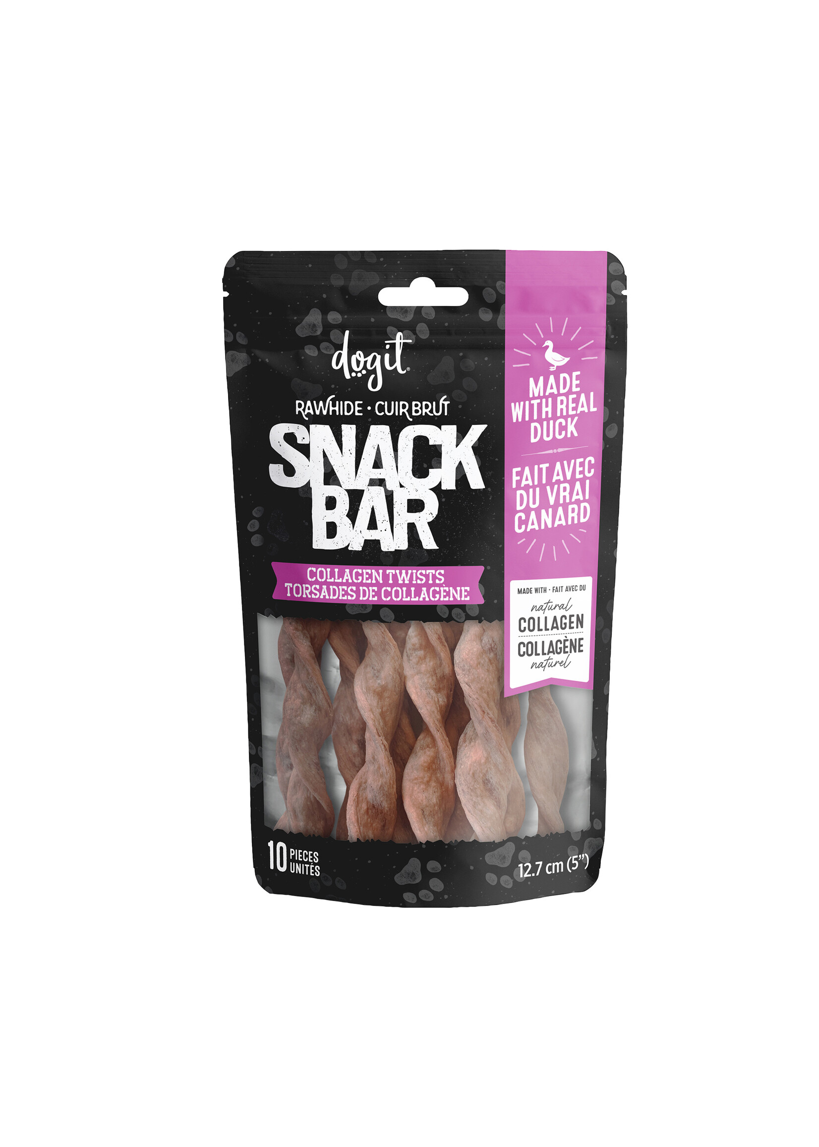 DOGIT SNACK BAR TORSADES DE COLLAGÈNE AU CANARD 12.7 CM PAQUET 10