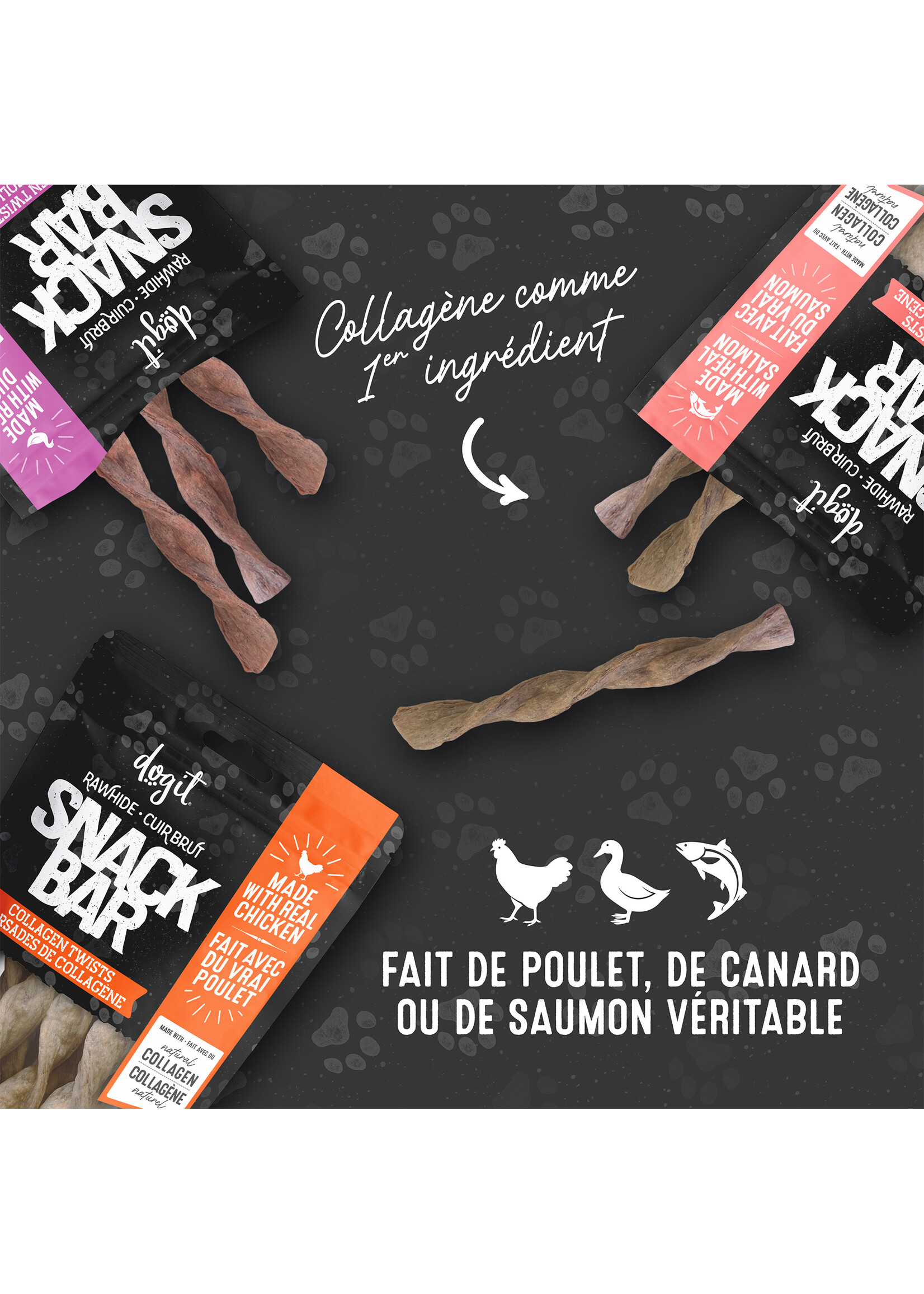 DOGIT SNACK BAR TORSADES DE COLLAGÈNE AU POULET 12.7 CM PAQUET 10