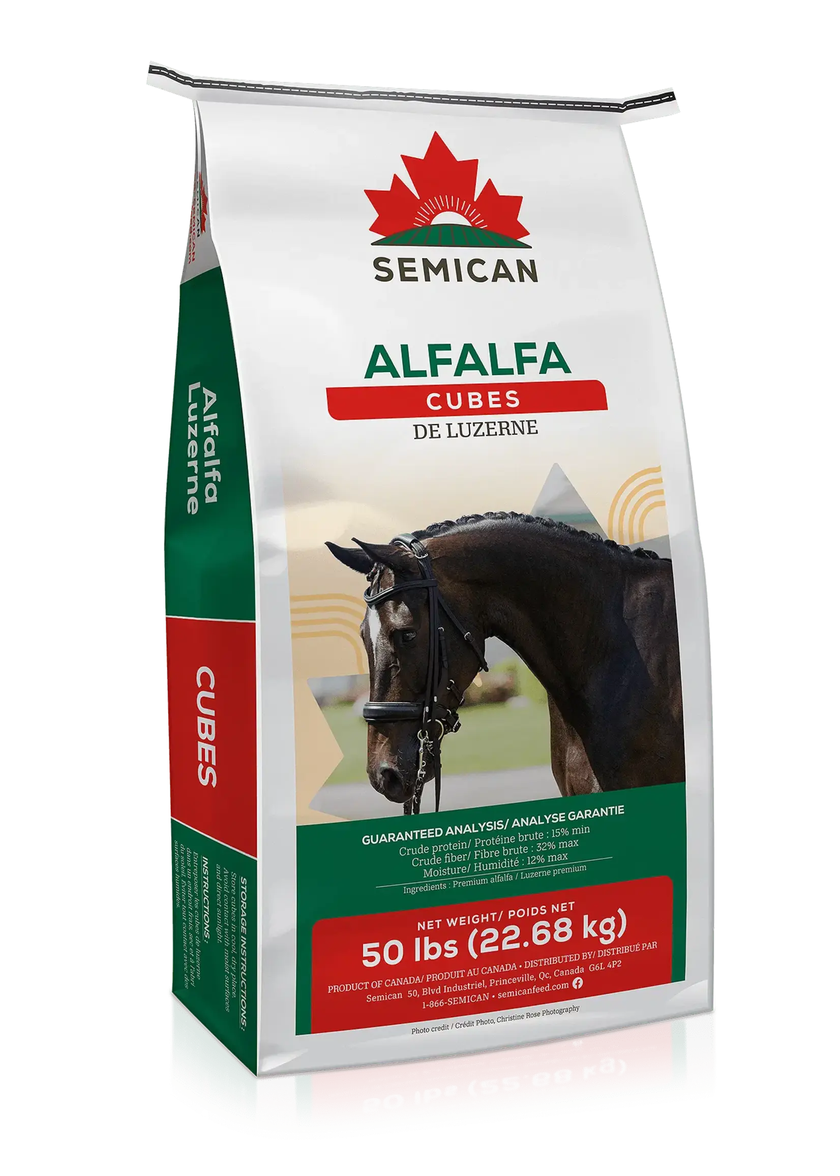 SEMICAN FOIN EN CUBE MIL & LUZERNE 50/50 22.7KG(TIMOTHY & ALFALFA )