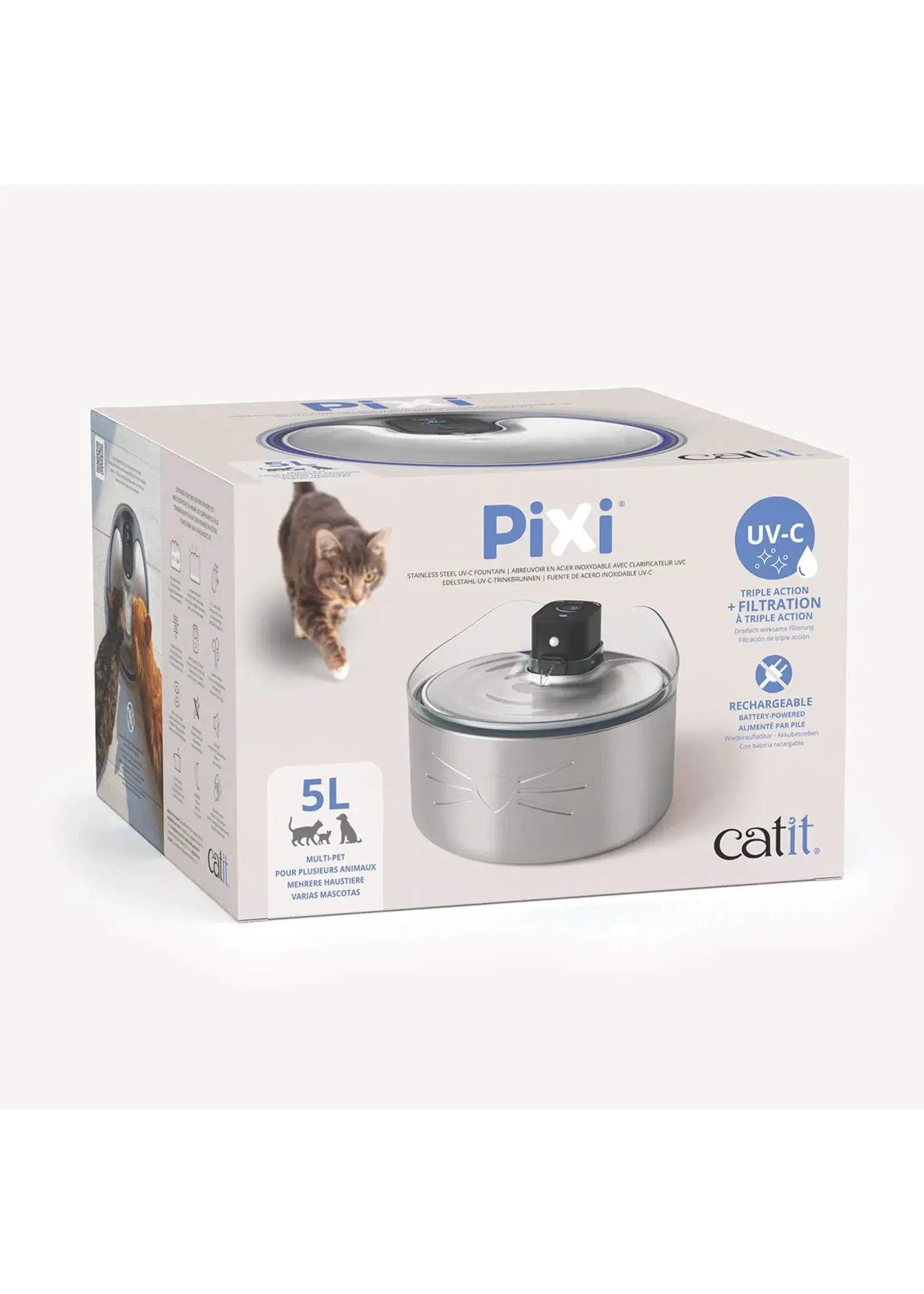 CATIT CATIT ABREUVOIR ACIER INOXYDABLE SANS FIL AVEC CLARIFICATEUR UVC 5L