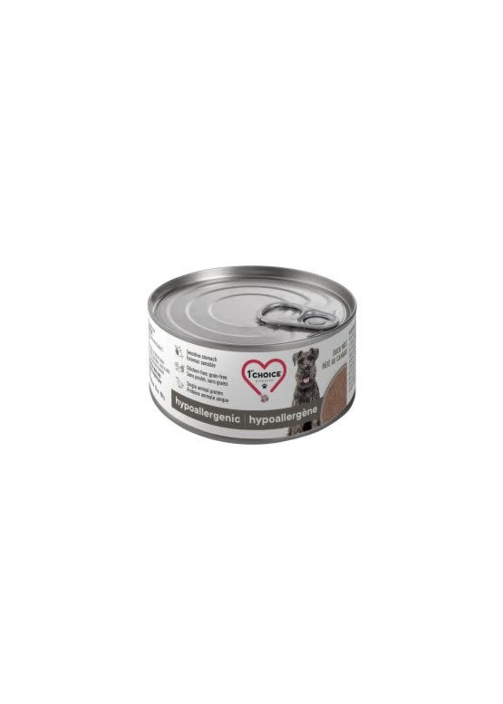 1ST CHOICE 1ST CHOICE CHIEN NOURRITURE HUMIDE HYPOALLERGENE AU CANARD EN PATE SANS GRAINS 156 G