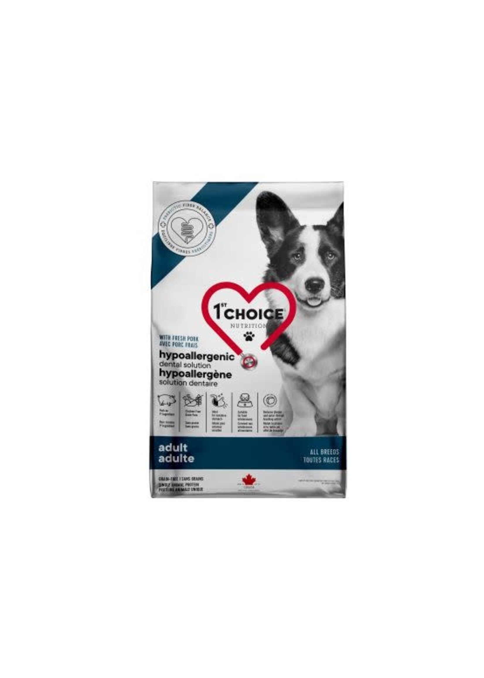 1ST CHOICE 1ST CHOICE CHIEN HYPOALLERGENE DENTAIRE AU PORC SANS GRAINS