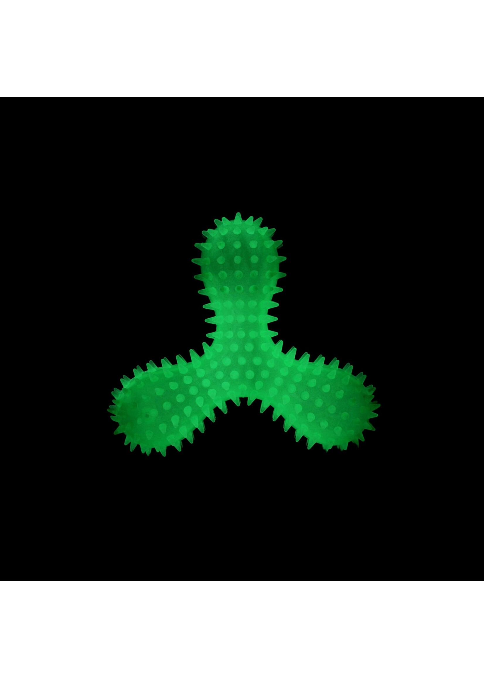 BUD'Z BUD'Z JOUET POUR CHIEN CAOUTCHOUC LUMINEUX TRISKEL À POINTES VERT 16 CM