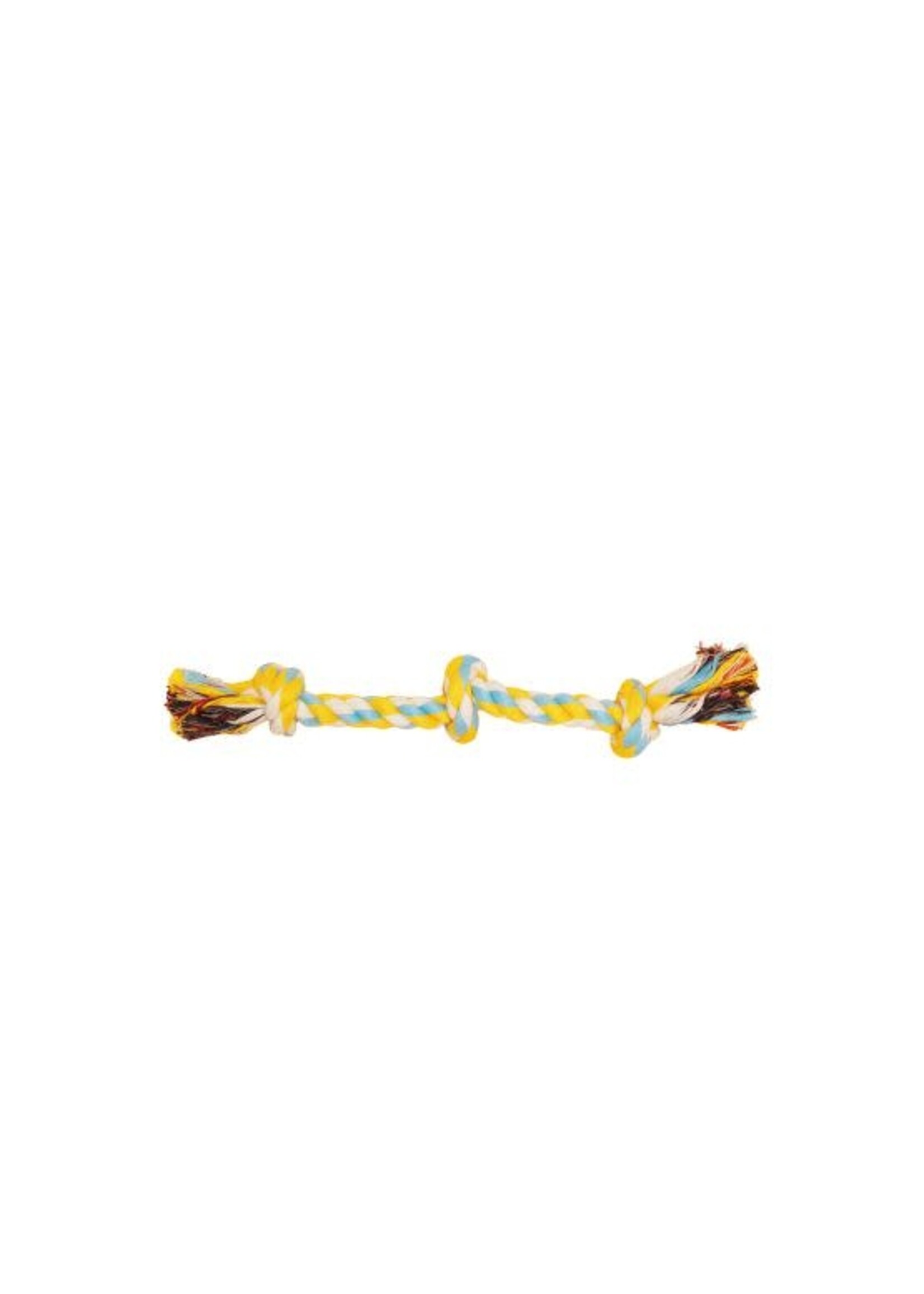 BUD'Z BUD'Z JOUET POUR CHIEN CORDE 3 NOEUDS BLEU CIEL ET JAUNE 31 CM