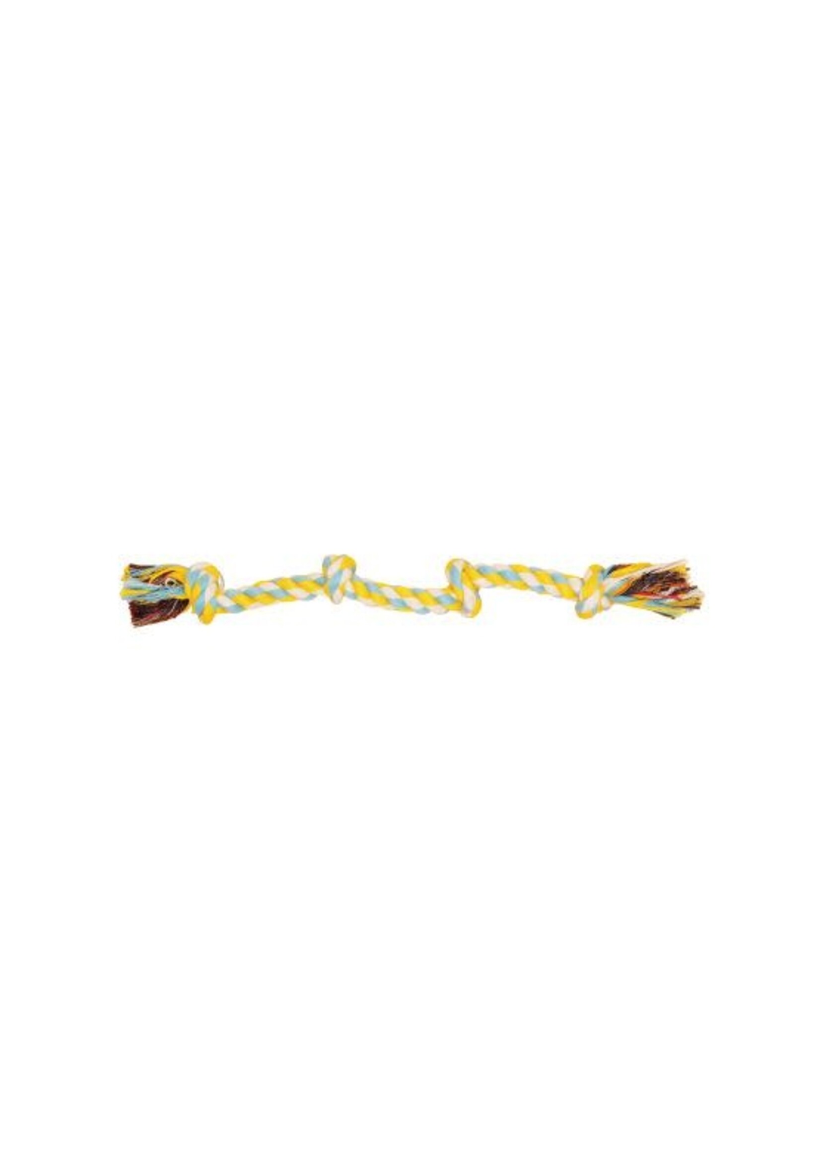 BUD'Z BUD'Z JOUET POUR CHIEN CORDE 4 NOEUDS BLEU CIEL ET JAUNE 40 CM