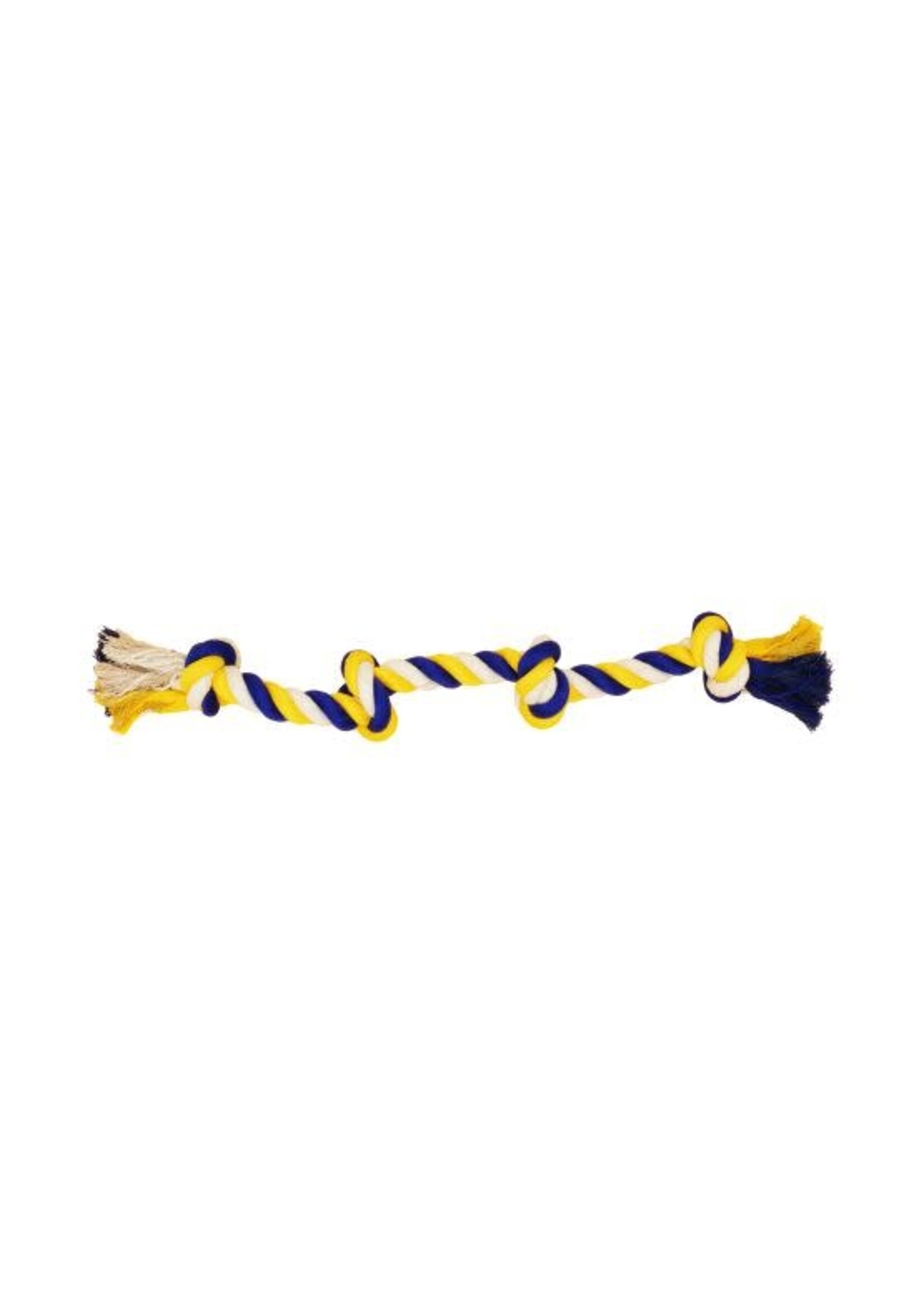 BUD'Z BUD'Z JOUET POUR CHIEN CORDE 4 NOEUDS BLEU ET JAUNE 70 CM