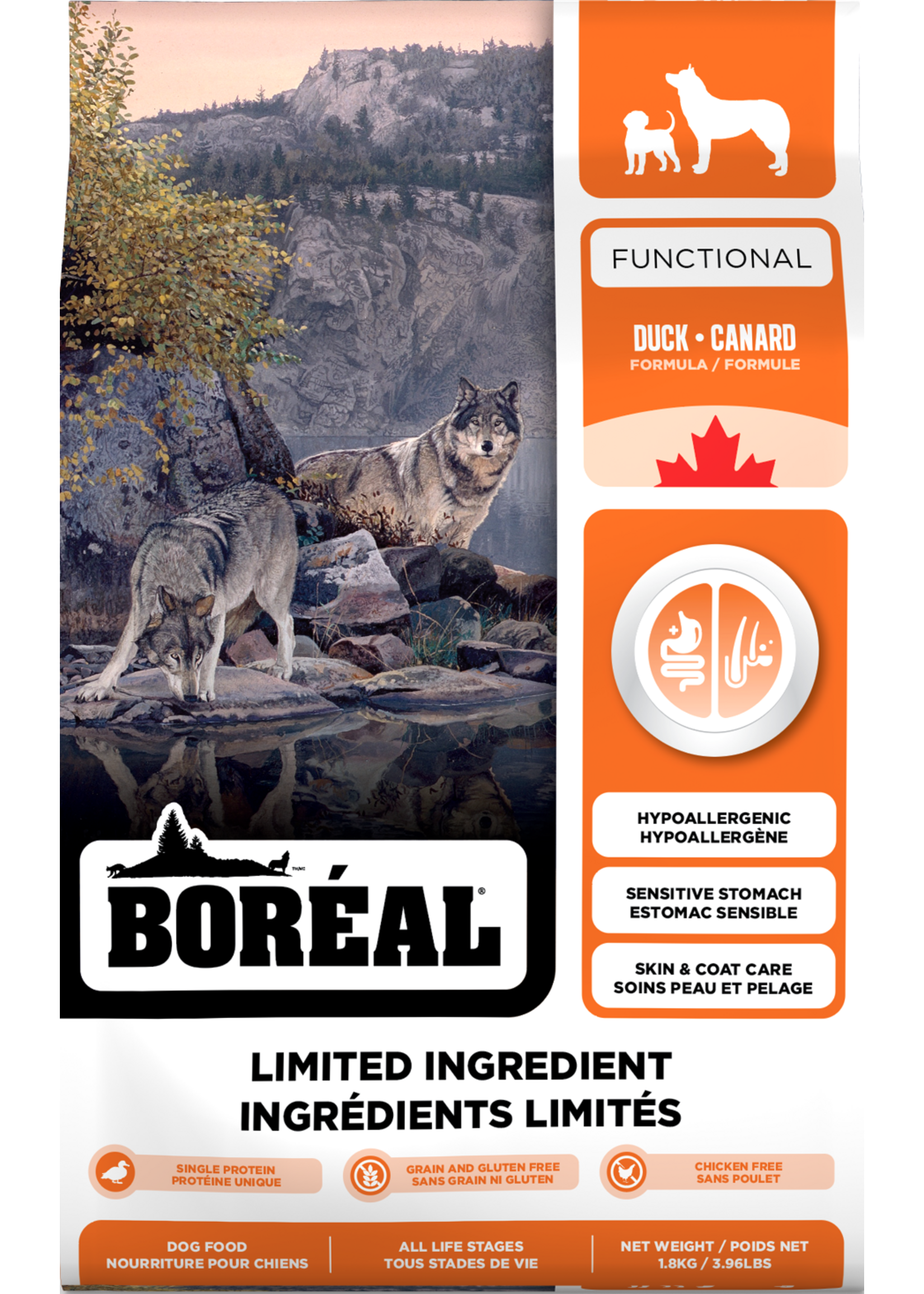 BOREAL BOREAL FUNCTIONNAL NOURRITURE POUR CHIEN INGREDIENTS LIMITÉS AU CANARD