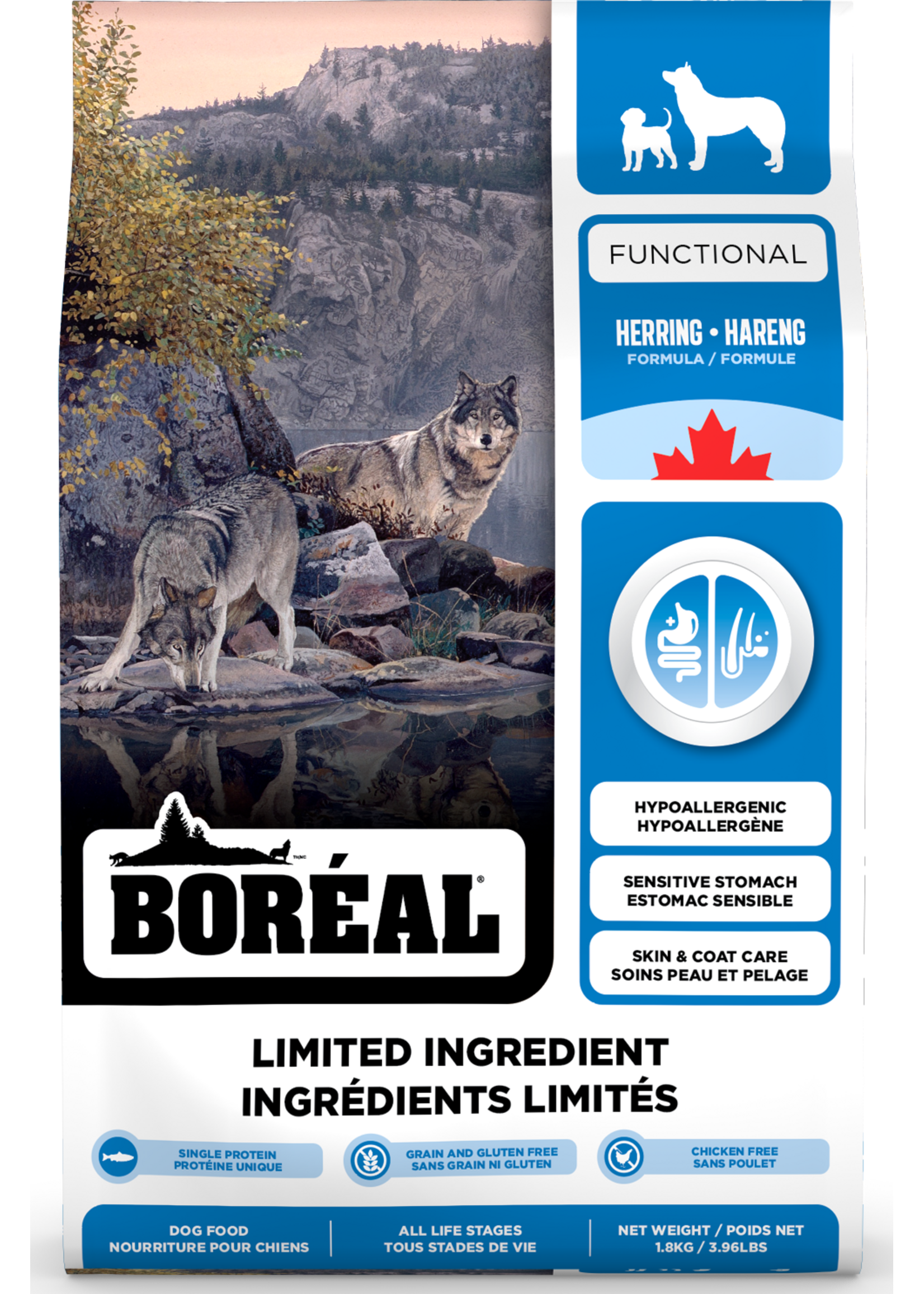BOREAL BOREAL FUNCTIONNAL NOURRITURE POUR CHIEN INGREDIENTS LIMITÉS AU HARENG