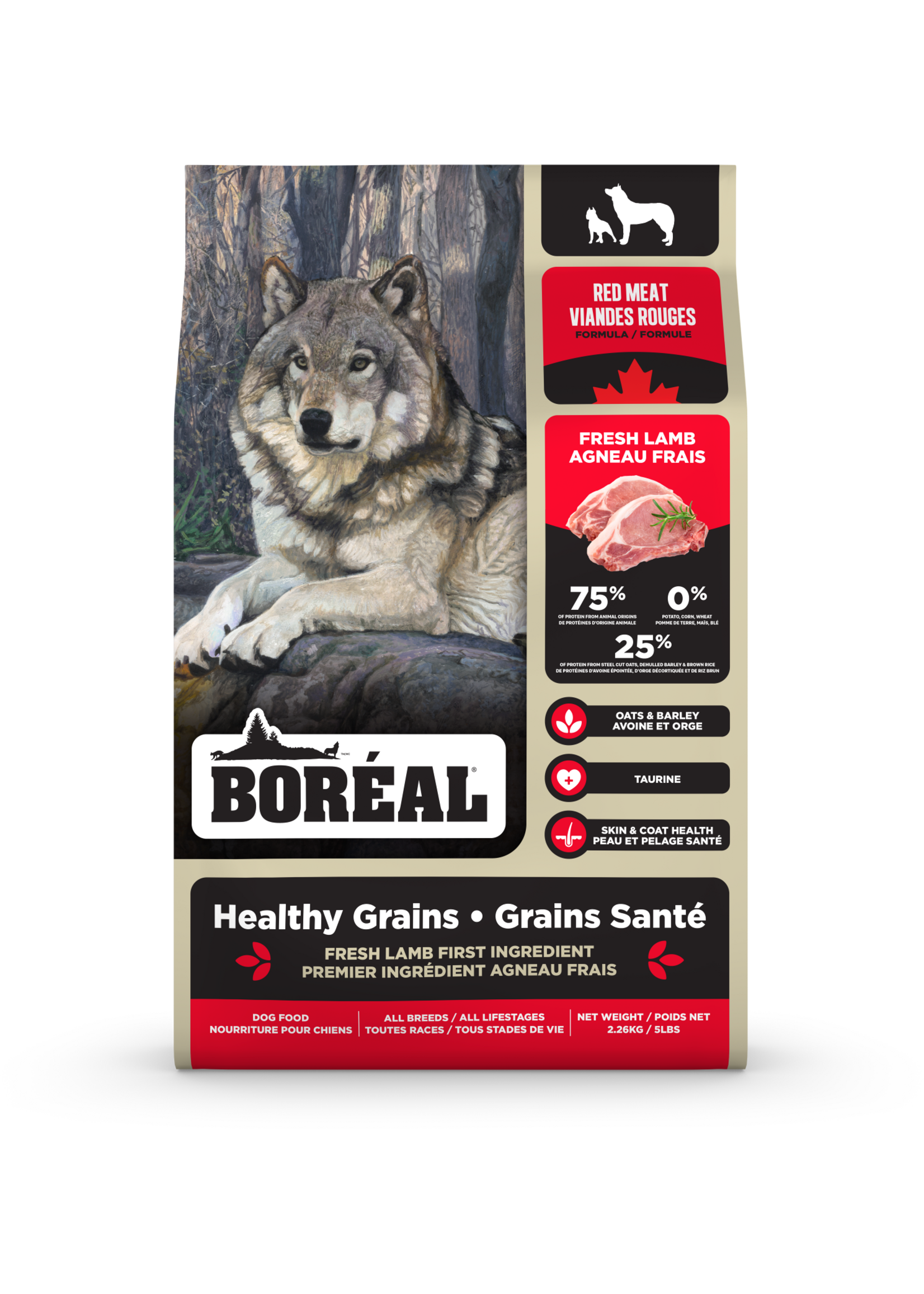BOREAL BOREAL GRAINS SANTÉ POUR CHIEN A LA VIANDE ROUGE 10 KG