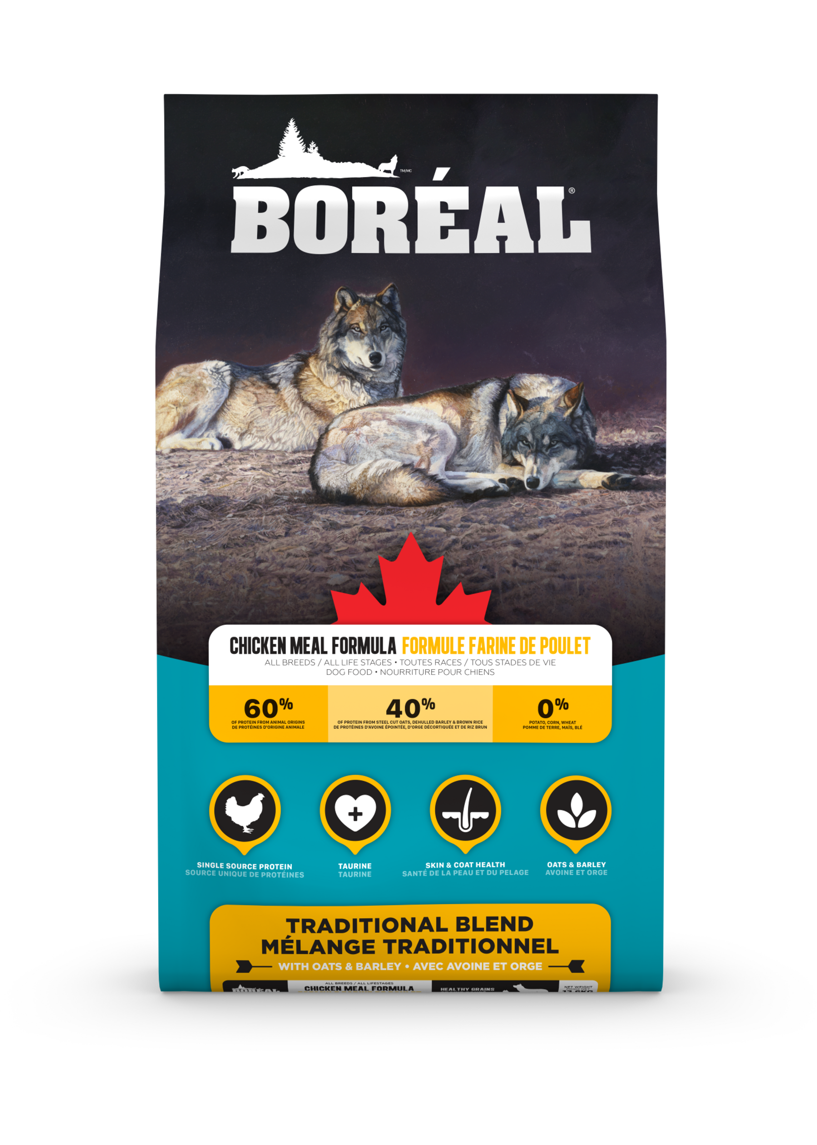 BOREAL BOREAL MÉLANGE TRADITIONNEL POUR CHIEN GRAINS SANTÉ AU POULET 16.8 KG