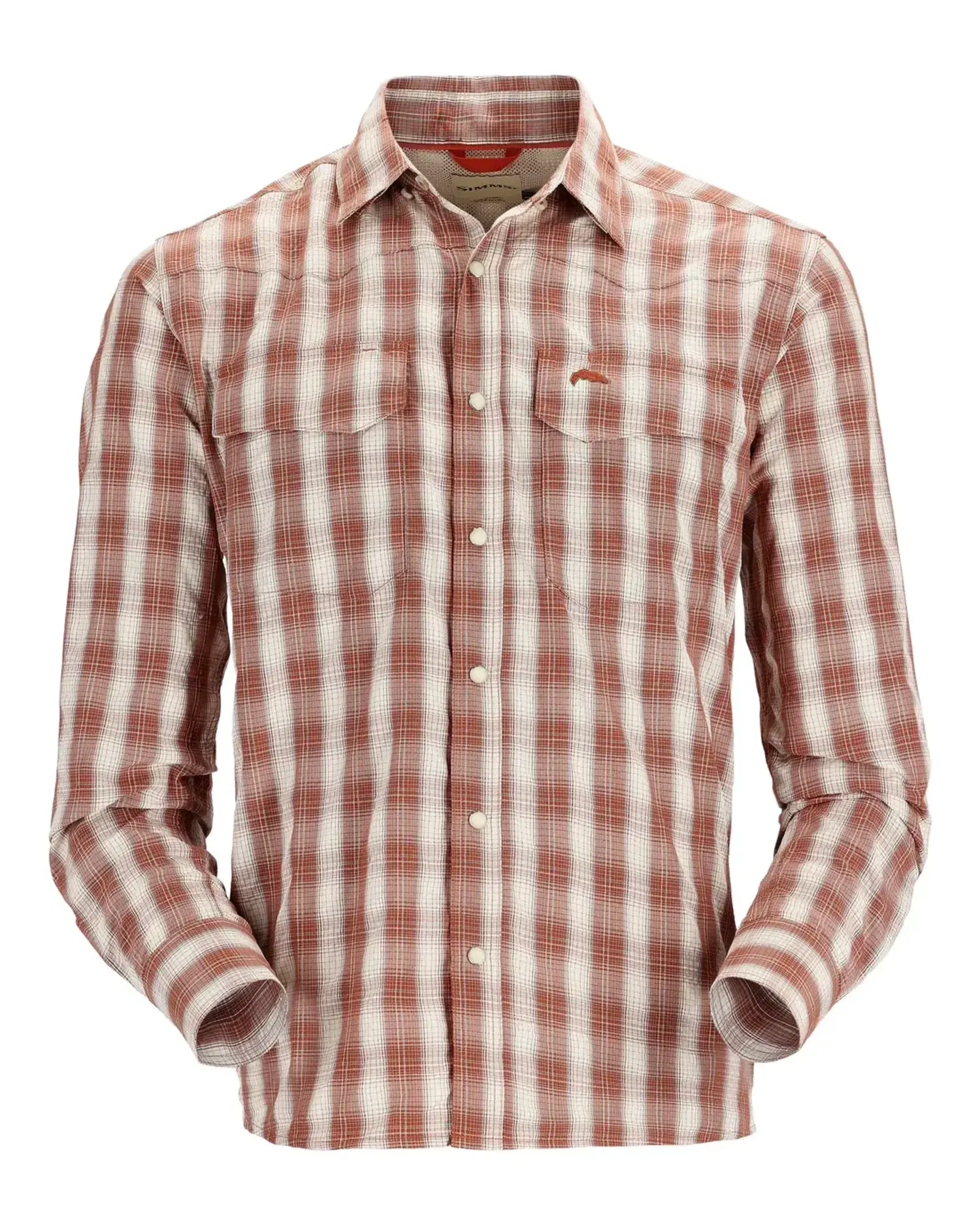 Simms Big Sky Shirt - Long Sleeve - Simms Orange Plaid - The