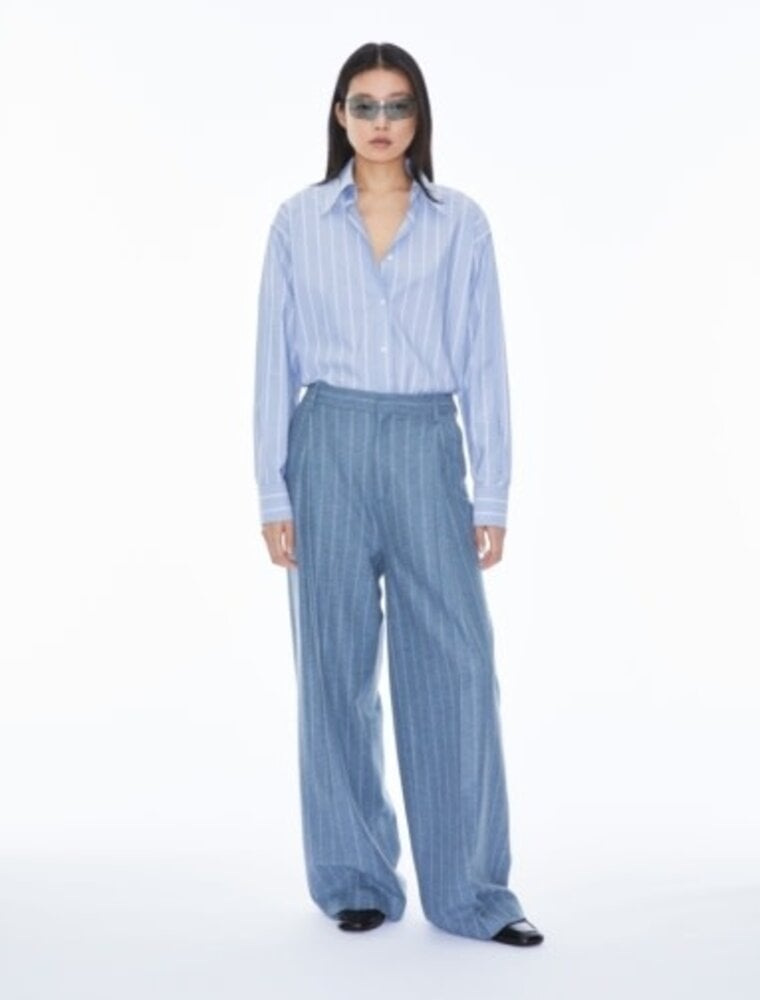 Filippa K Wide Pleated Striped Trousers