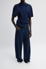 Tibi Indigo Barre Denim Knit T-shirt