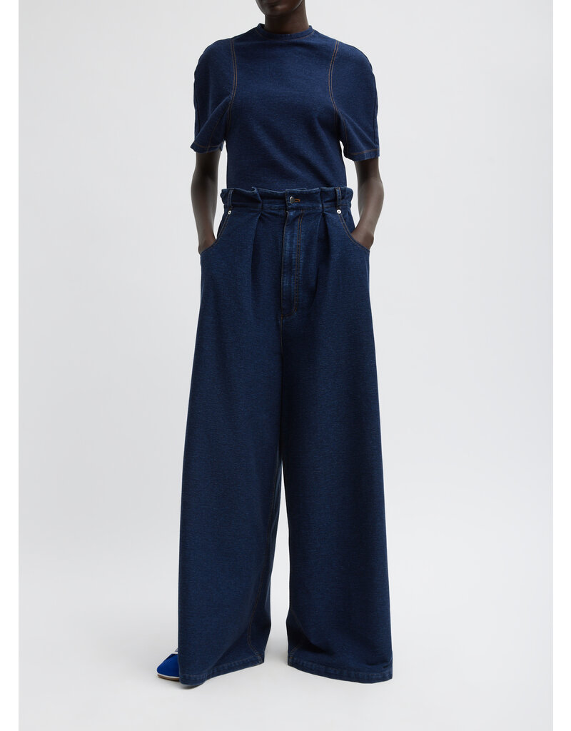 Tibi Indigo Barre Denim Knit T-shirt