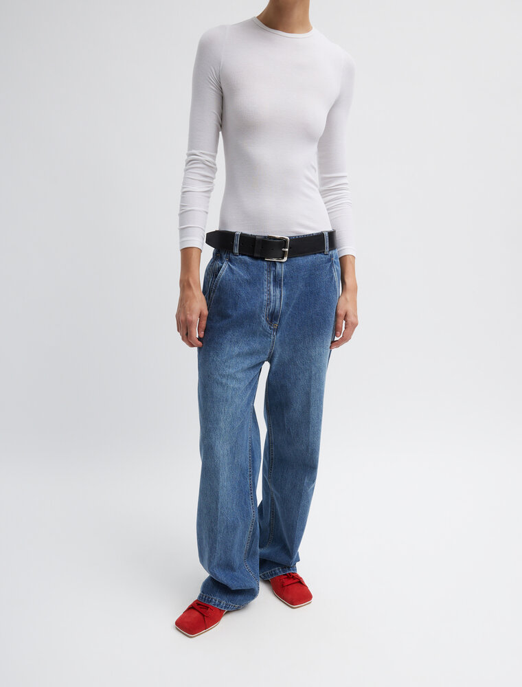 Tibi Circular Ribbed Crewneck Pullover