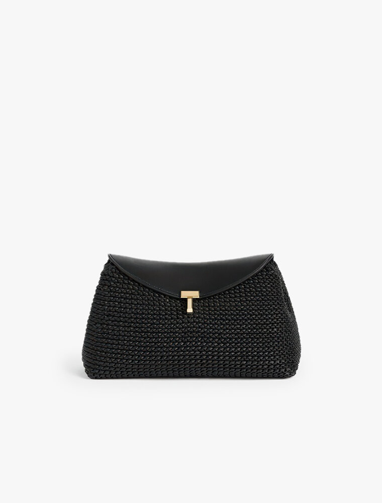 Toteme T-Lock Woven-Leather Clutch