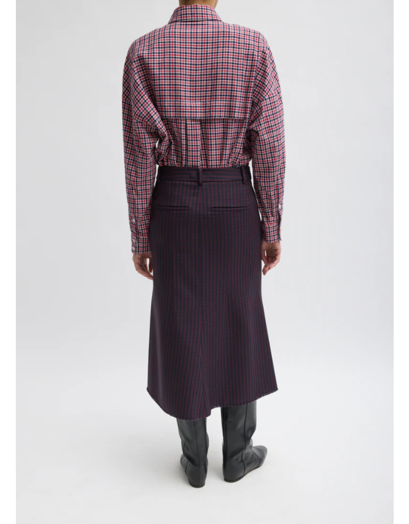 Tibi Jules Wool Gingham Sculpted Silke Skirt