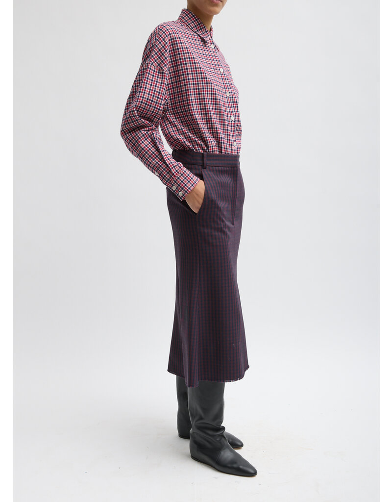 Tibi Jules Wool Gingham Sculpted Silke Skirt