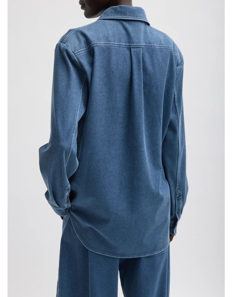 Tibi Stretch Denim Easy Shirt