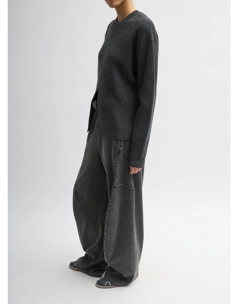Tibi Cardigan Stitch Split Front Crewneck Easy