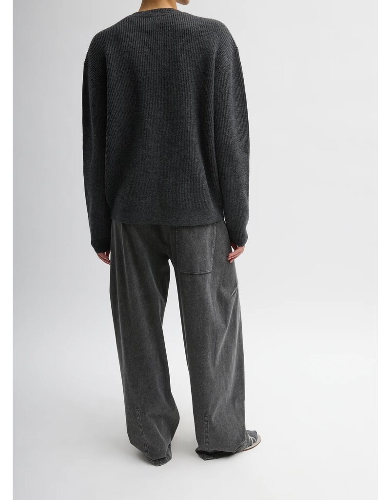 Tibi Cardigan Stitch Split Front Crewneck Easy