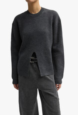 Tibi Cardigan Stitch Split Front Crewneck Easy