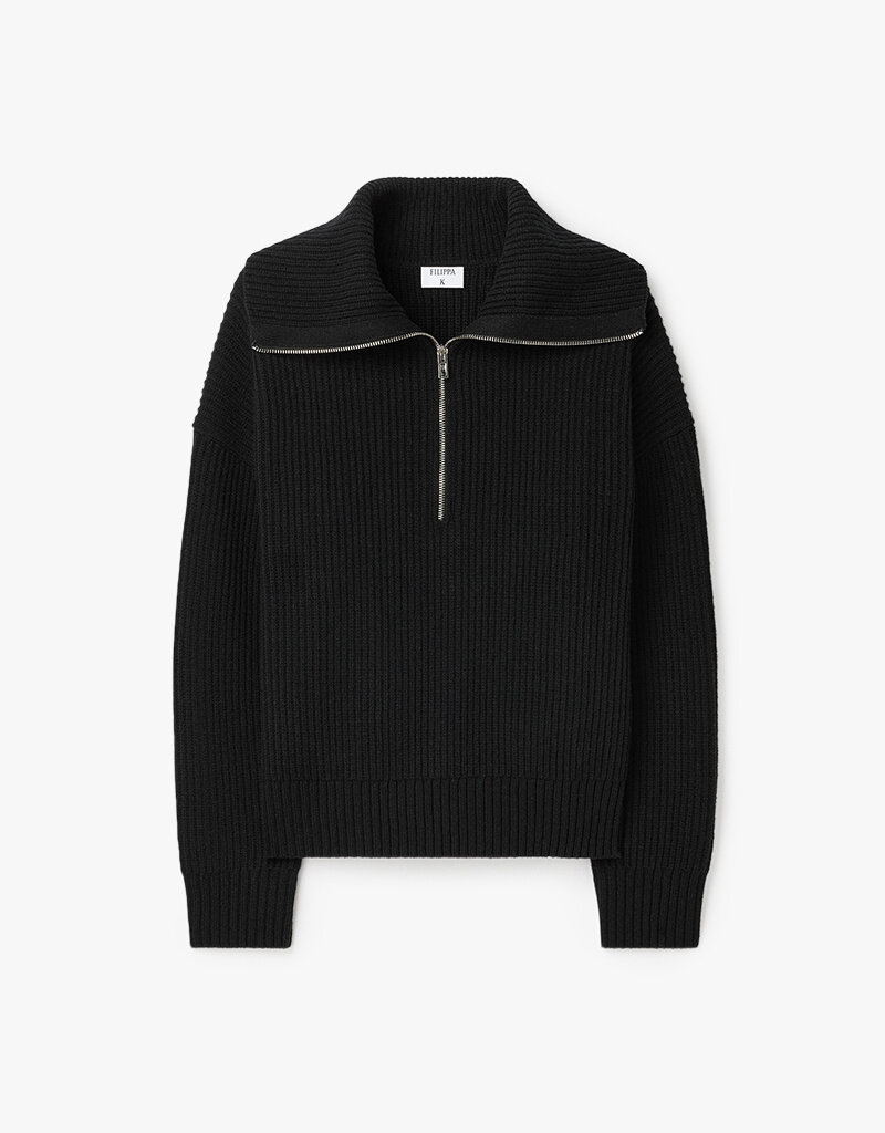 Filippa K Ribbed Wool Half Zip Sweater