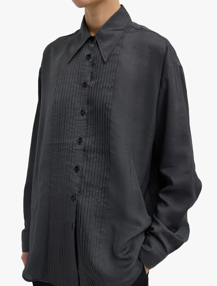 Tibi Silk Voile Easy Pintucked Shirt