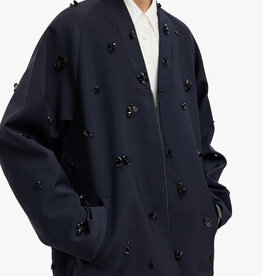 Tibi Tropical Wool Beaded Bomber