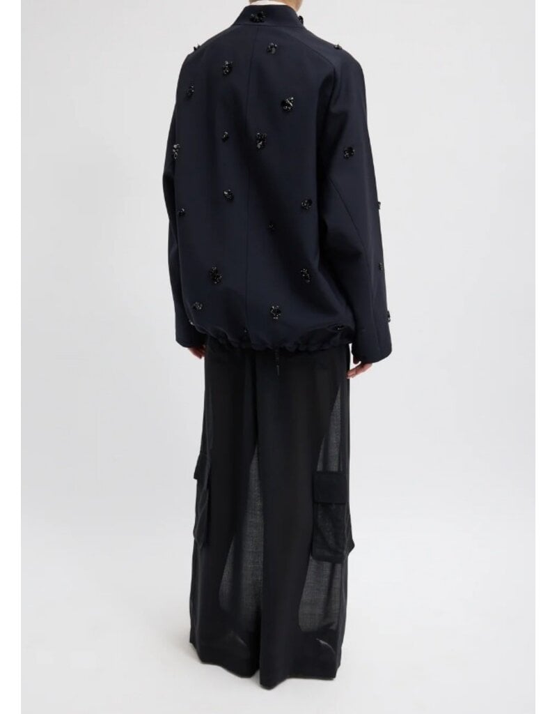 Tibi Tropical Wool Beaded Bomber