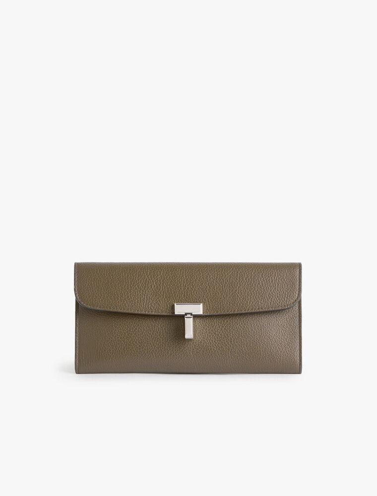 Toteme T-Lock grained-leather wallet