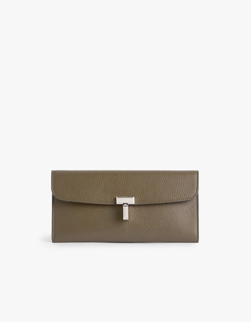 Toteme T-Lock grained-leather wallet