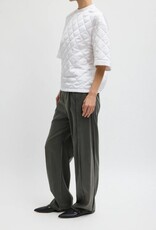 Tibi Garment Dyed Stretch Twill Tuck Pant