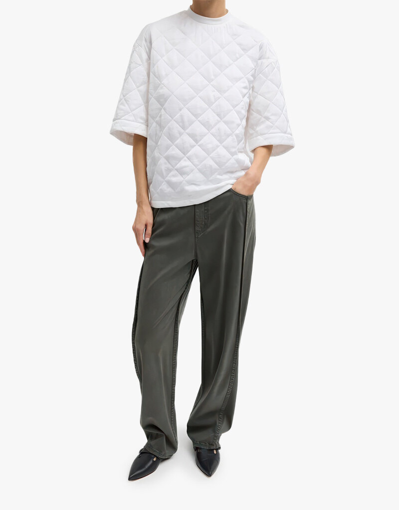 Tibi Garment Dyed Stretch Twill Tuck Pant