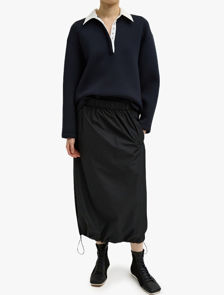Tibi Italian Sporty Nylon Midi Anorak Skirt