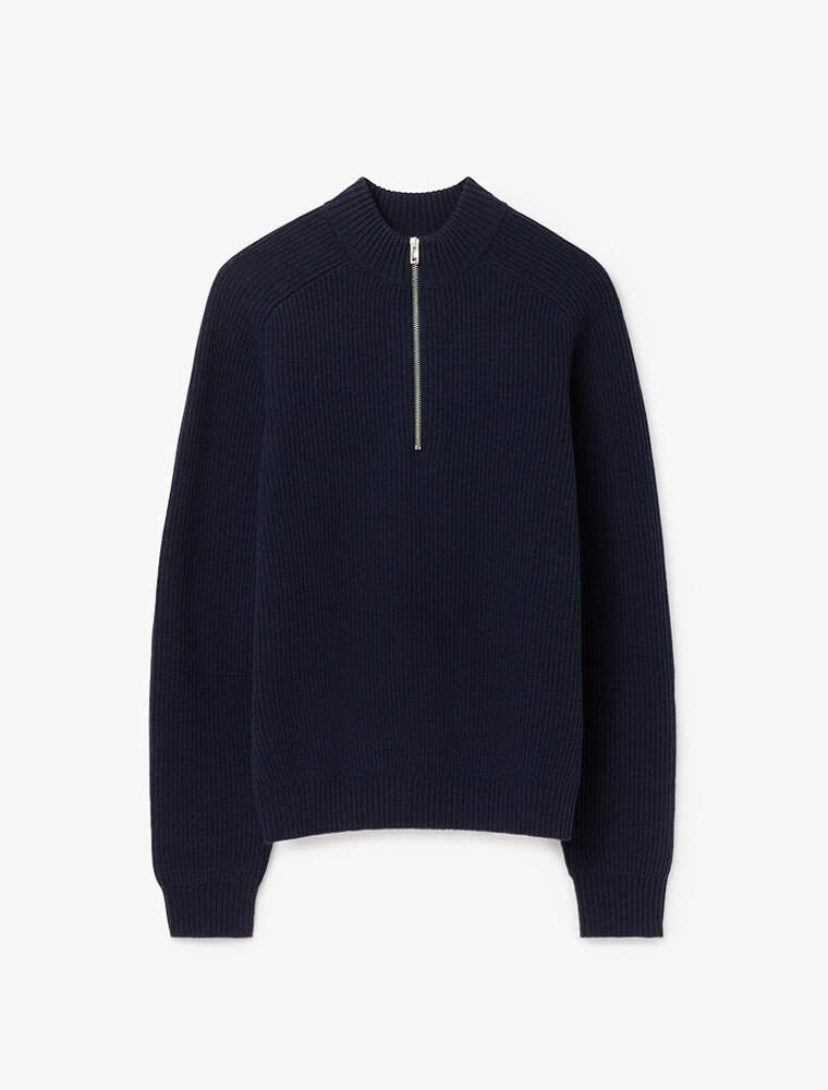 Filippa K Ribbed Wool Half Zip Sweater