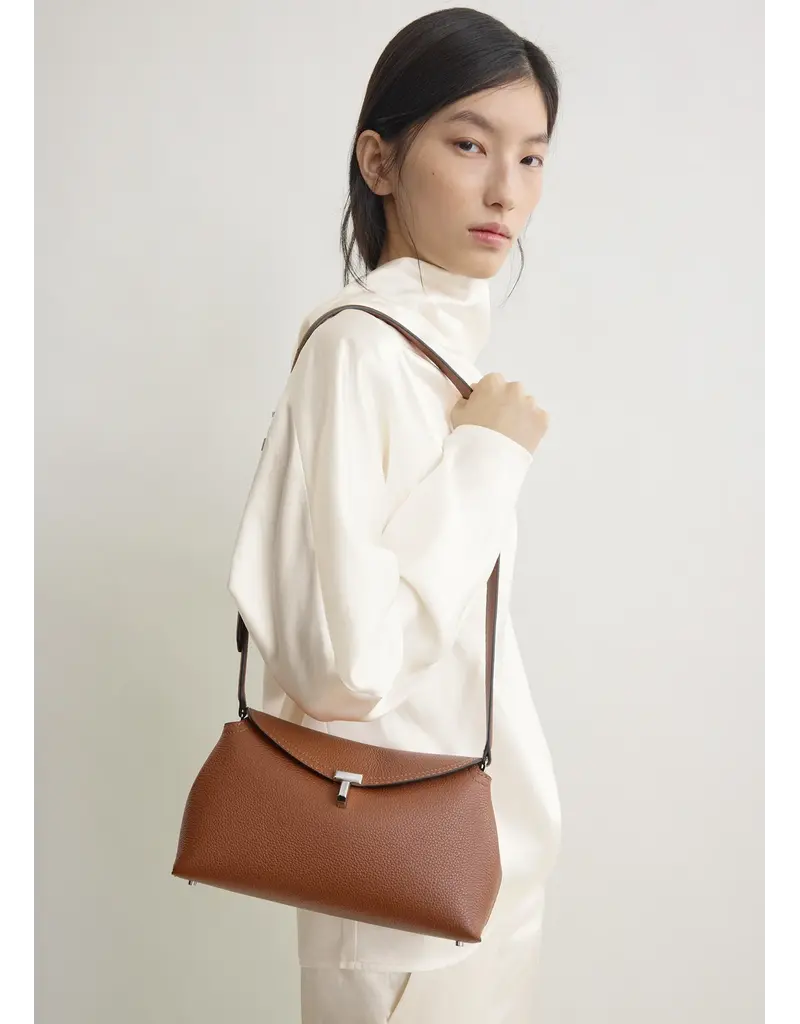 Toteme T-lock Grained-Leather Clutch