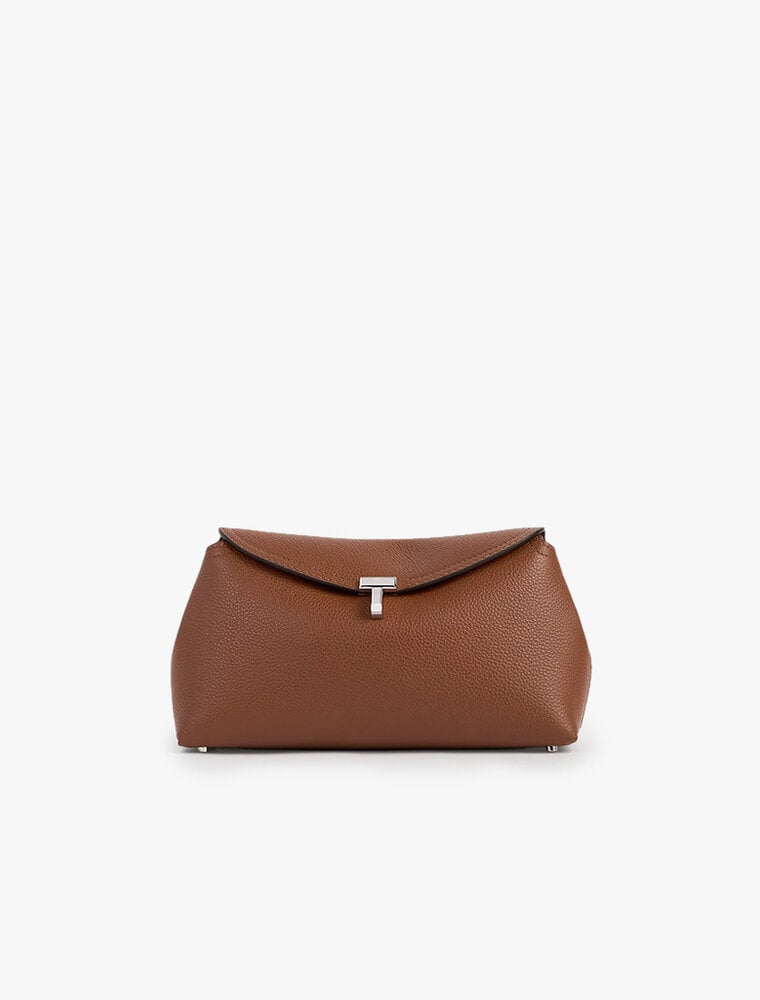 Toteme T-lock Grained-Leather Clutch