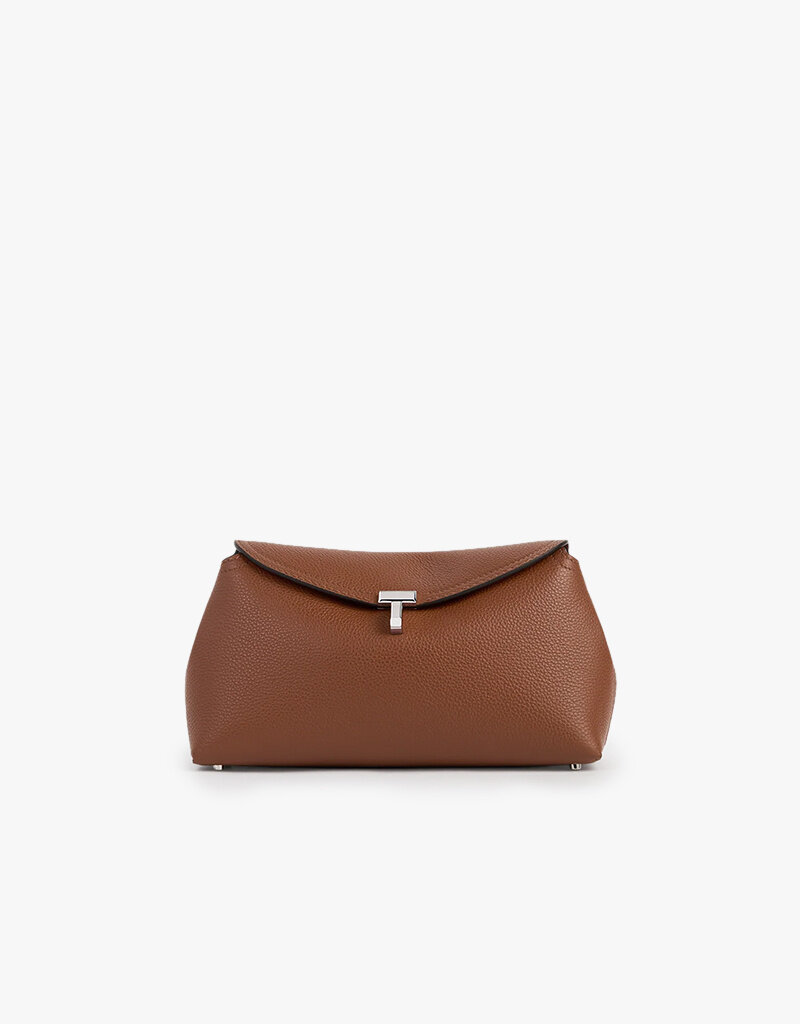 Toteme T-lock Grained-Leather Clutch