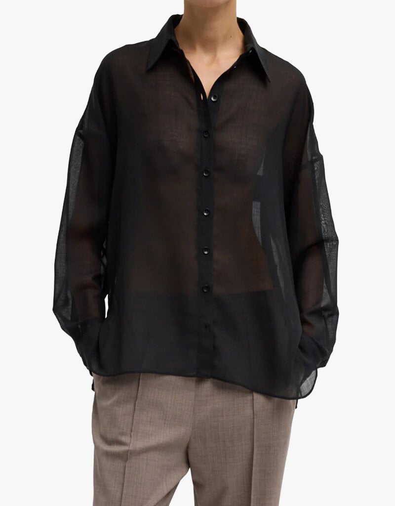 Tibi Sheer Wool Gauze Oversized Shirt