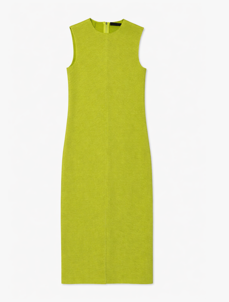 Tibi Viscose Plisse Sleeveless Bias Dress