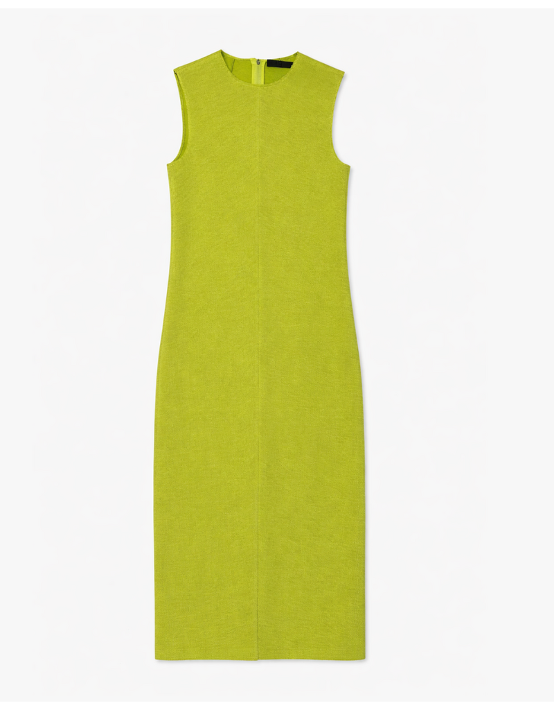 Tibi Viscose Plisse Sleeveless Bias Dress