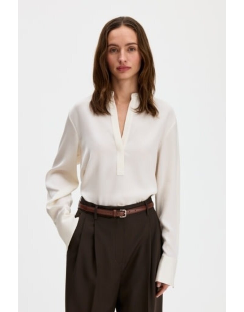 Filippa K Half Placket Stand Collar Blou