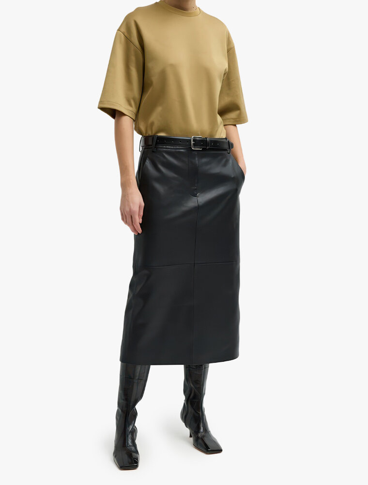 Tibi Leather Midi Trouser Skirt