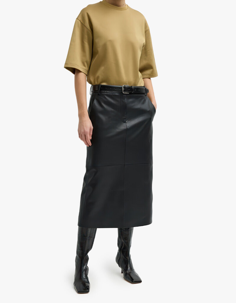 Tibi Leather Midi Trouser Skirt