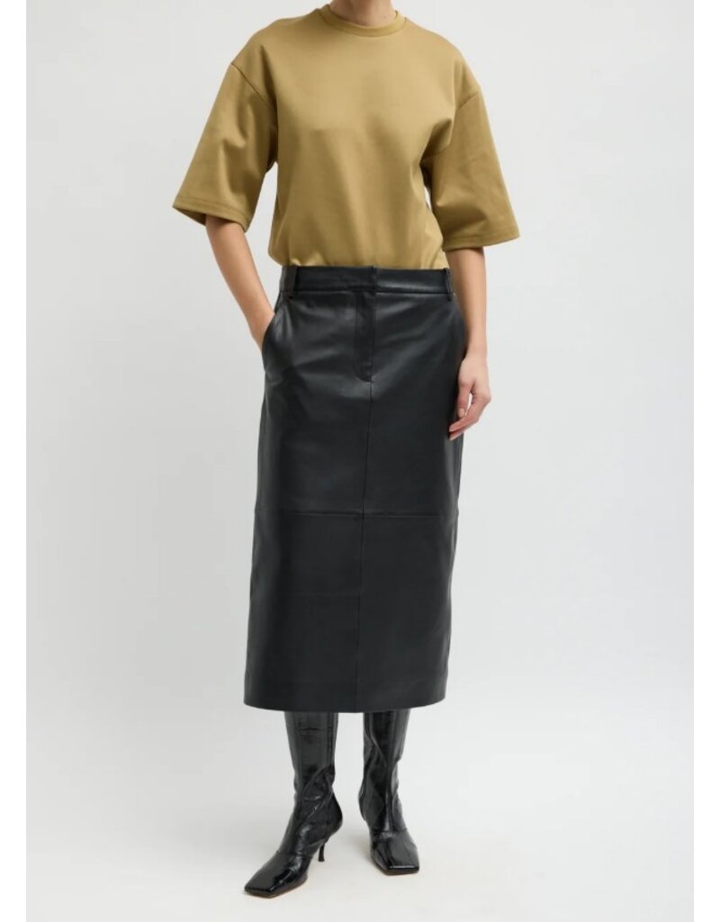 Tibi Leather Midi Trouser Skirt